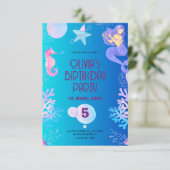 人魚の誕生日の招待カード 招待状 (スタンド正面)