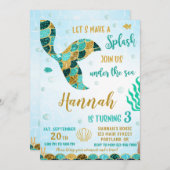 人魚の誕生日の招待ザシー招待状 招待状 (正面/裏面)