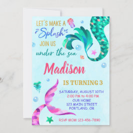 人魚の誕生日の招待ザシー招待状 招待状