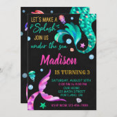 人魚の誕生日の招待ザシー招待状 招待状 (正面/裏面)