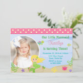 人魚の誕生日の招待状のブロンド5x7写真カード 招待状 (スタンド正面)