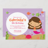 人魚の誕生日の招待状 招待状 (正面/裏面)