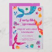 人魚の誕生日の招待状 招待状 (正面/裏面)