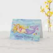 人魚の誕生日カード カード (黄色い花)