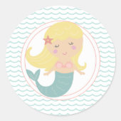 人魚の誕生日パステルステッカー ラウンドシール (正面)