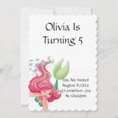 人魚の誕生日パーティーの女の子への招待 招待状 (正面)