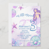 人魚の誕生日パーティーの女の子 招待状 (正面)