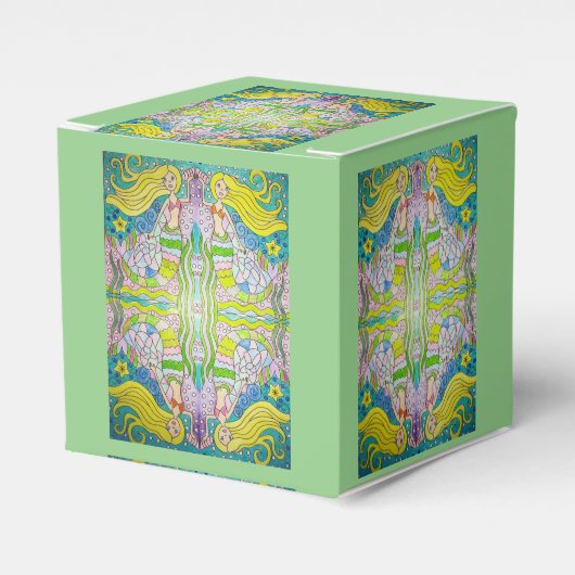 人魚の誕生日パーティーの好意ボックスをパーソナライズ フェイバーボックス (正面サイド)