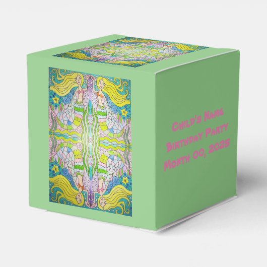 人魚の誕生日パーティーの好意ボックスをパーソナライズ フェイバーボックス (裏面サイド)