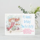 人魚の誕生日パーティーの招待 招待状 (スタンド正面)