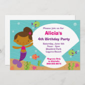 人魚の誕生日パーティーの招待 招待状 (正面/裏面)