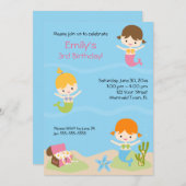 人魚の誕生日パーティーの招待 招待状 (正面/裏面)