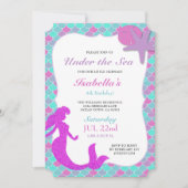 人魚の誕生日パーティーの招待 招待状 (正面)