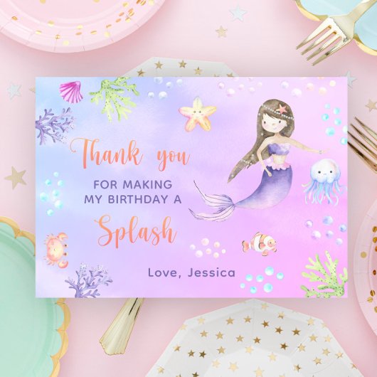 人魚の誕生日パーティーは海の下でありがとう サンキューカード