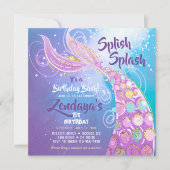 人魚の誕生日パーティーへの招待 招待状 (正面)