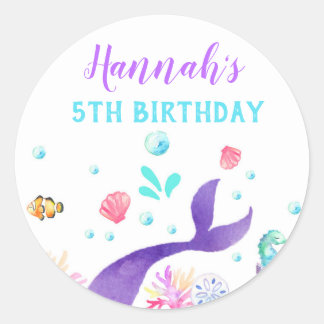 人魚の誕生日パーティースクルクル ラウンドシール