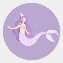 人魚の誕生日パーティーステッカー | 海底の誕生日
