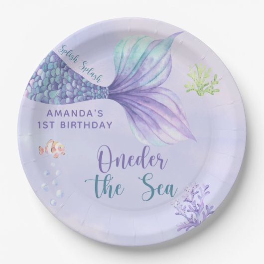 人魚の誕生日パーティーワンダーザシーマーメイド ペーパープレート (正面)