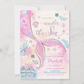 人魚の誕生日パーティー招待状 招待状 (正面)