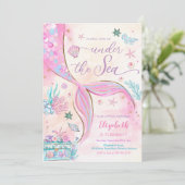 人魚の誕生日パーティー招待状 招待状 (スタンド正面)