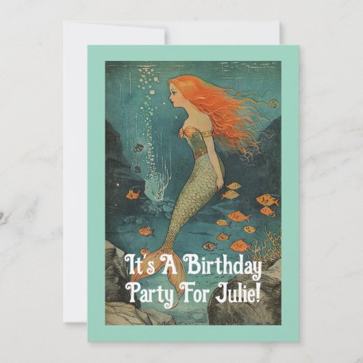 人魚の誕生日パーティー招待状 招待状 (正面)