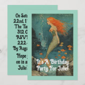 人魚の誕生日パーティー招待状 招待状 (正面/裏面)
