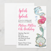 人魚の誕生日パーティー招待状 招待状 (正面/裏面)