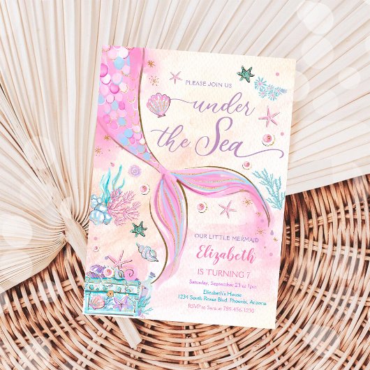 人魚の誕生日パーティー招待状 招待状