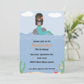 人魚の誕生日パーティー招待状 - 濃い色/最も濃い色 招待状 (スタンド正面)