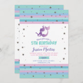 人魚の誕生日パーティー5歳6歳7招待状 招待状 (正面/裏面)