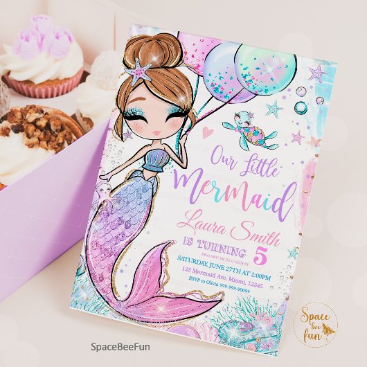 人魚の誕生日パーティー 人魚パーティーのご招待 招待状