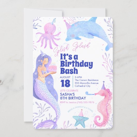 人魚の誕生日パーティー 招待状 (正面)