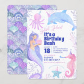 人魚の誕生日パーティー 招待状 (正面/裏面)