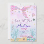 人魚の誕生日パーティー 海の中のパーティー 招待状 (正面)