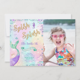 人魚の誕生日写真招待状 招待状
