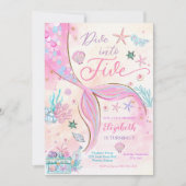 人魚の誕生日招待状 ガール 招待状 (正面)