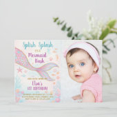 人魚の誕生日招待状（写真付き） 招待状 (スタンド正面)