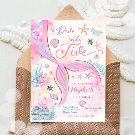 人魚の誕生日招待状 女の子 招待状