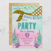 人魚の誕生日招待状 招待状 (正面/裏面)