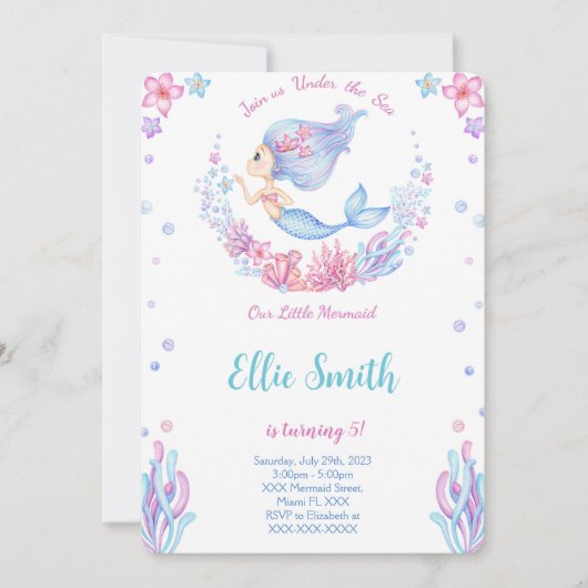 人魚の誕生日招待状 招待状 (正面)