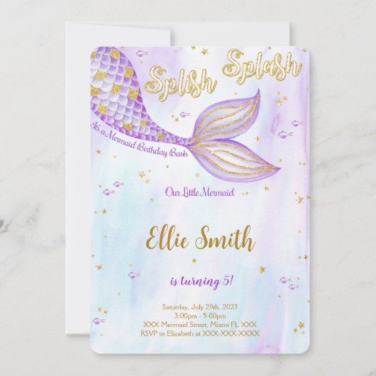 人魚の誕生日招待状 招待状 (正面)