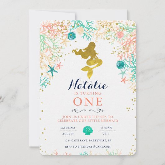 人魚の誕生日招待状 招待状 (正面)