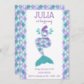 人魚の誕生日招待状 海の中のパーティー 招待状 (正面/裏面)