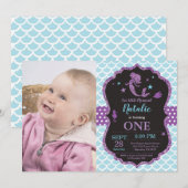 人魚の誕生日招待状 海の中のパーティー 招待状 (正面/裏面)