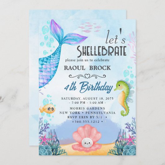 人魚の誕生日 招待状 (正面/裏面)