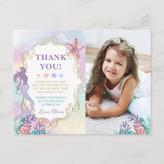 人魚の誕生日　海の下の写真　ありがとう ポストカード (正面)