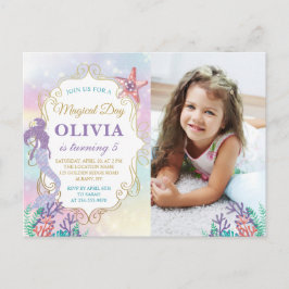 人魚の誕生日 海の中の フォト招待状 ポストカード