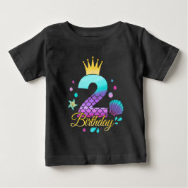 人魚の誕生日 2歳の誕生日 ベビーTシャツ