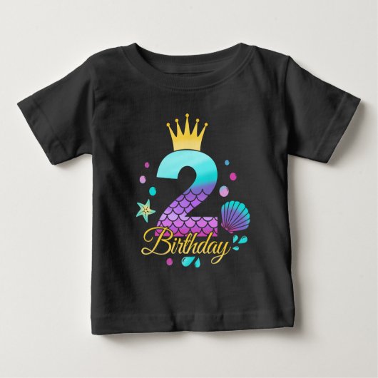 人魚の誕生日 2歳の誕生日 ベビーTシャツ (正面)