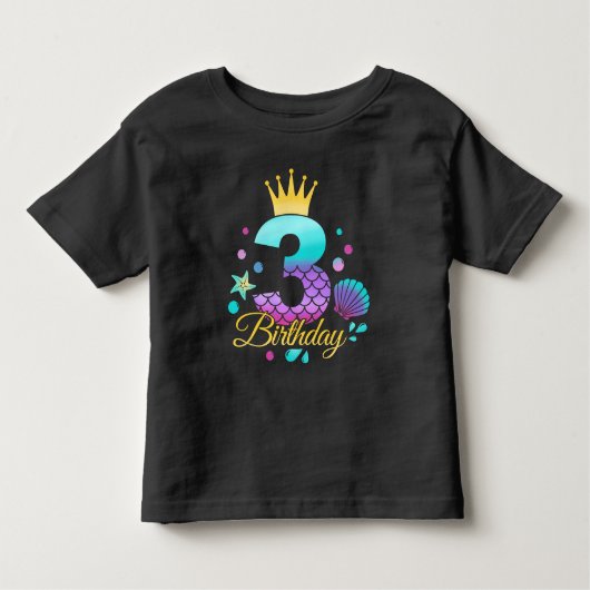 人魚の誕生日 3歳の誕生日 トドラーTシャツ (正面)